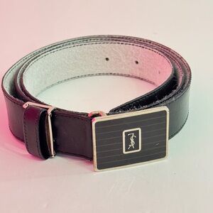 Yves Saint Laurent Black Leather Belt